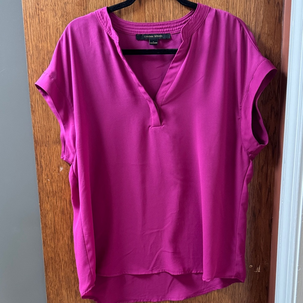 Cynthia Steffe Fuchsia V-Neck Blouse